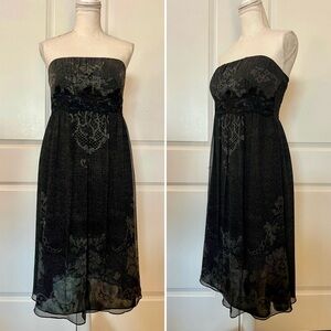 Vintage The Limited Strapless Sheath Dress Size 4 Sheer Black & Gray Lace Accent